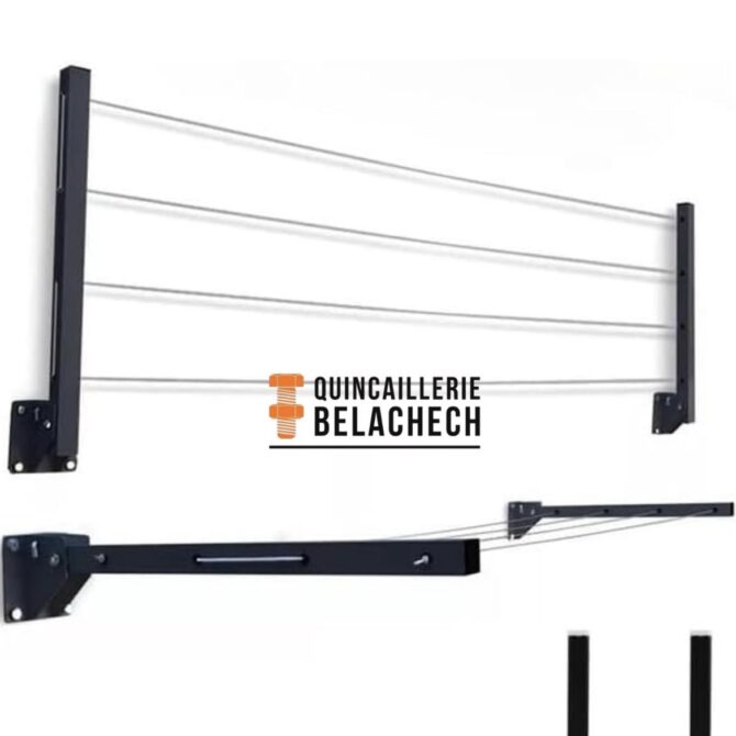 Séchoir à linge mural pliable – Noir - Image 2