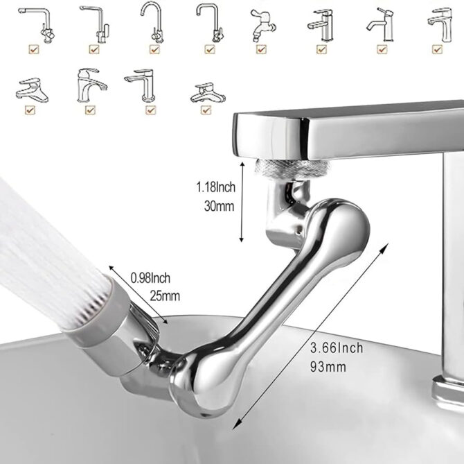 Aérateur de robinet rotatif à 1080°.