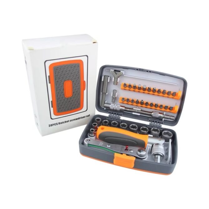 38 en 1 Clé À Cliquet Clé À Douille Torx Tournevis Ensemble Ménage Boîtes À Outils Charpentiers Réparateurs Outils À Main. - Image 3