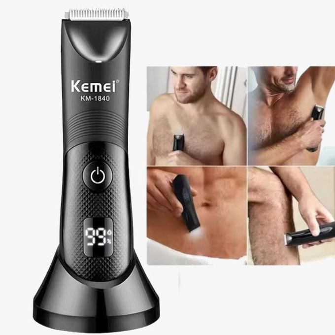 Kemei Tondeuse Électrique Unisexe Waterproof – Cheveux, Barbe & Zones Sensibles – Rechargeable Sans Fil avec Écran LED & Base de Charge